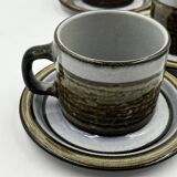 Set of 6 Steinzeug cups, milk jug and sugar bowl