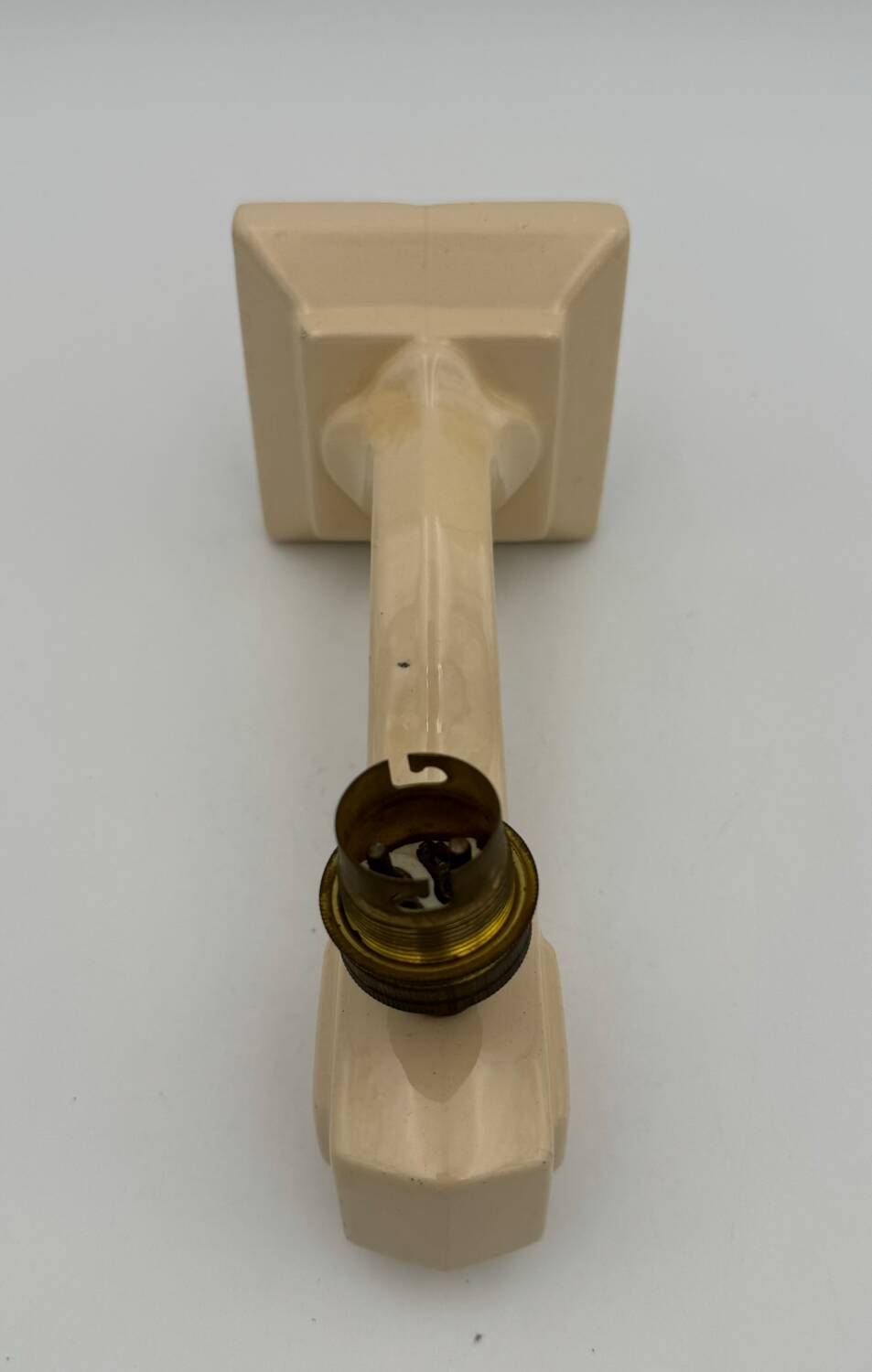 Vintage earthenware wall light, ivory white