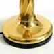 Large 1960s brass column-style table lamp with frosted glass globe