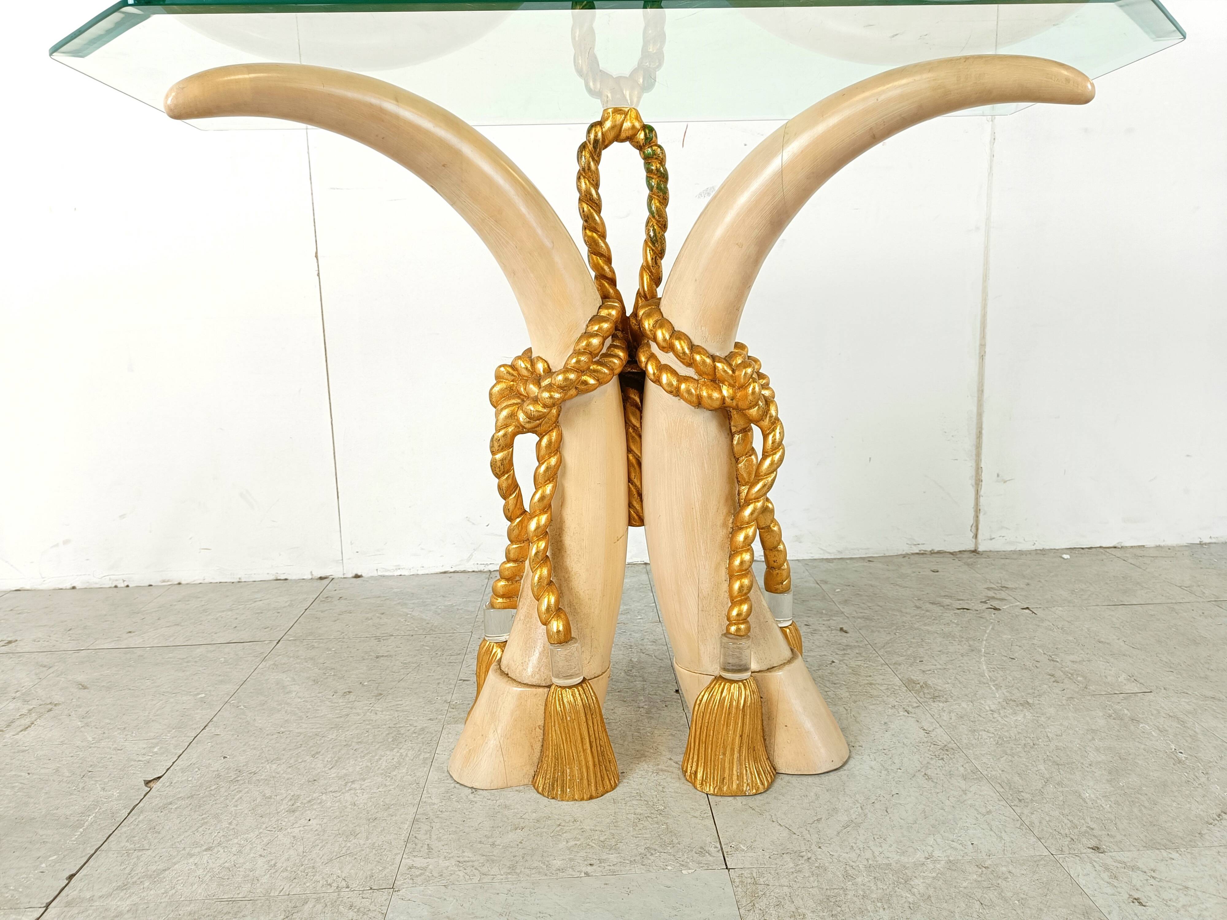 Vintage faux tusk console table, 1980s