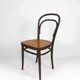 Set of 4 Thonet chairs in curved wood with decorated seats