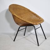 1960s Wicker Chair Woven Armchair Mid-Century
