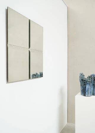 Michel Martens, Minimalist Glass Art Mirror 'Squares'