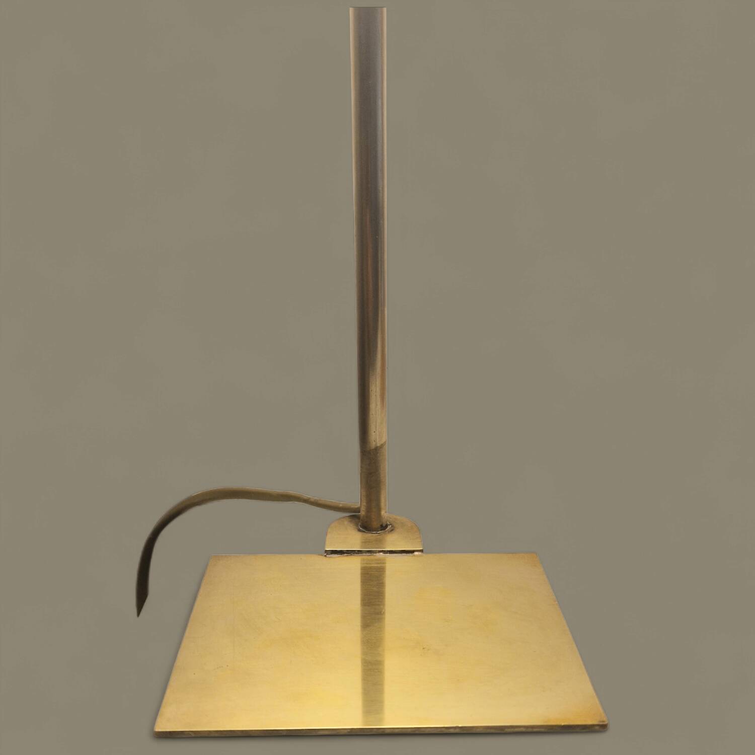 Antique brass and opaline glass lamp – Modernist piece, 1940s