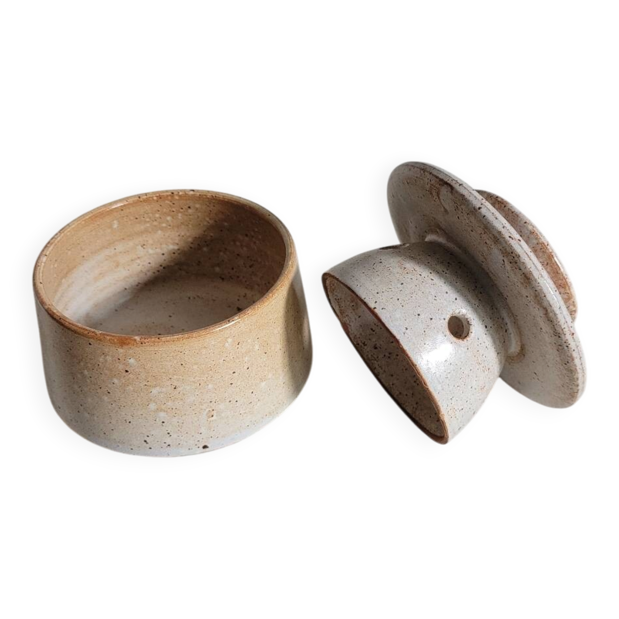 Water butter dish in glazed stoneware