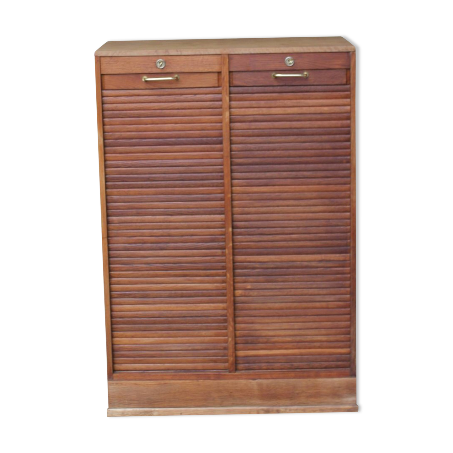 Double curtain file cabinet