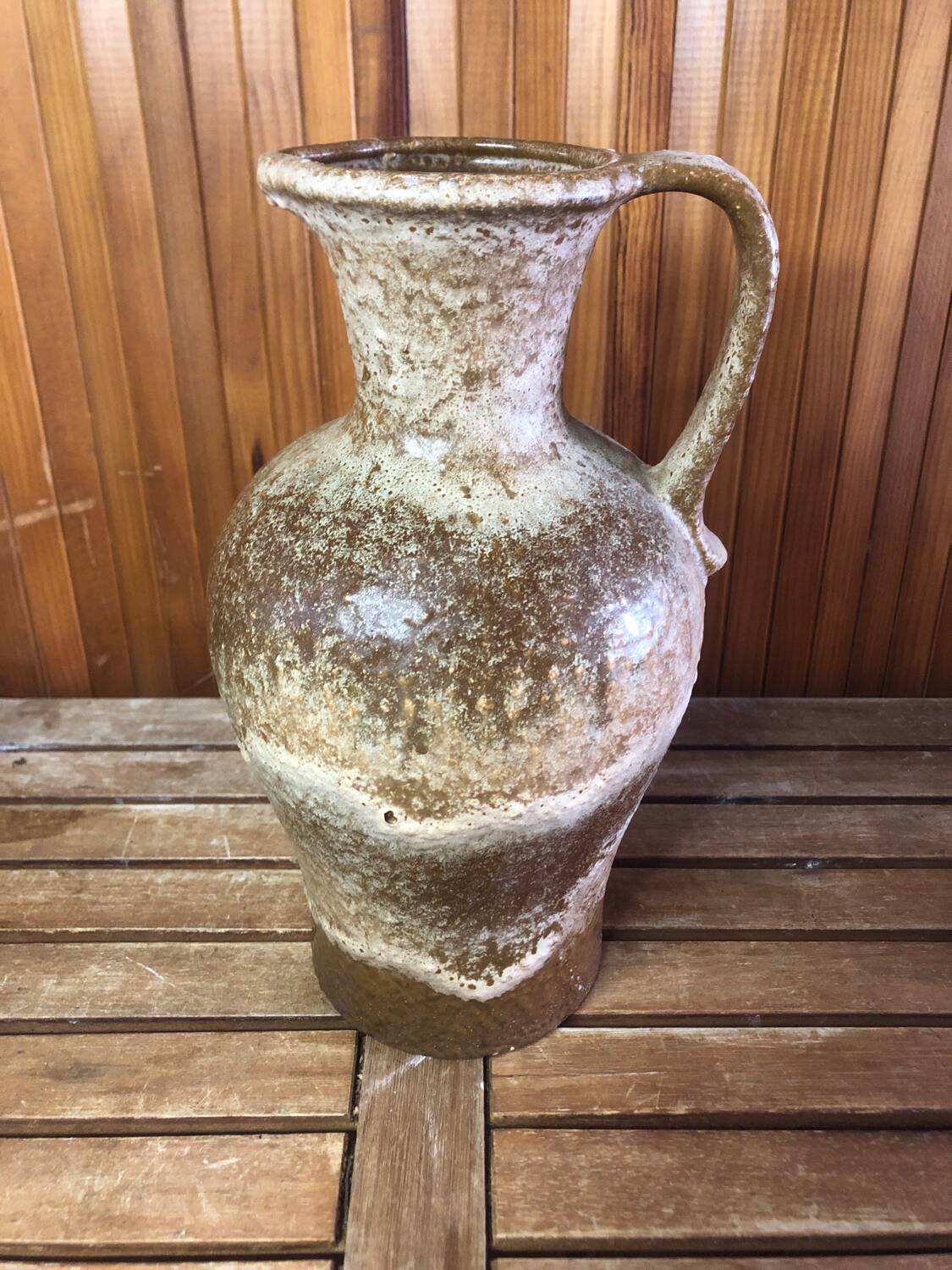 Old west germany pitcher ceramic brown & beige vintage