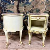 Pair of Italian lacquered wood bedside tables, early 20th century. Louis XV style
