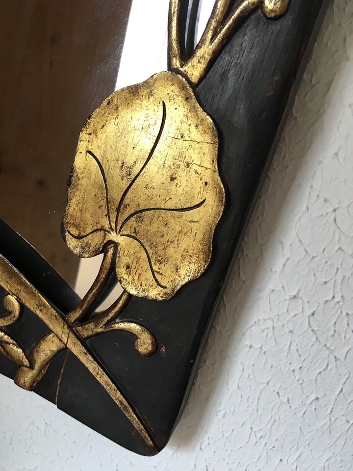 Wooden mirror Bohemian style years 70/80 35x60cm