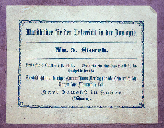 Poster "Stork" lithograph Karl Jansky Böhmen 1897