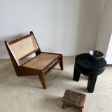 Monoxyl sofa end in black mango tree tripod half-sphere tray h:45 d:44
