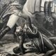 Engraving "Napoleon at Waterloo, 1815" in a beautiful walnut veneered frame.