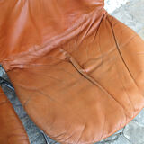 Series of 4 chairs Sabrina design Gastone Rinaldi for Rima, tawny leather, 1970