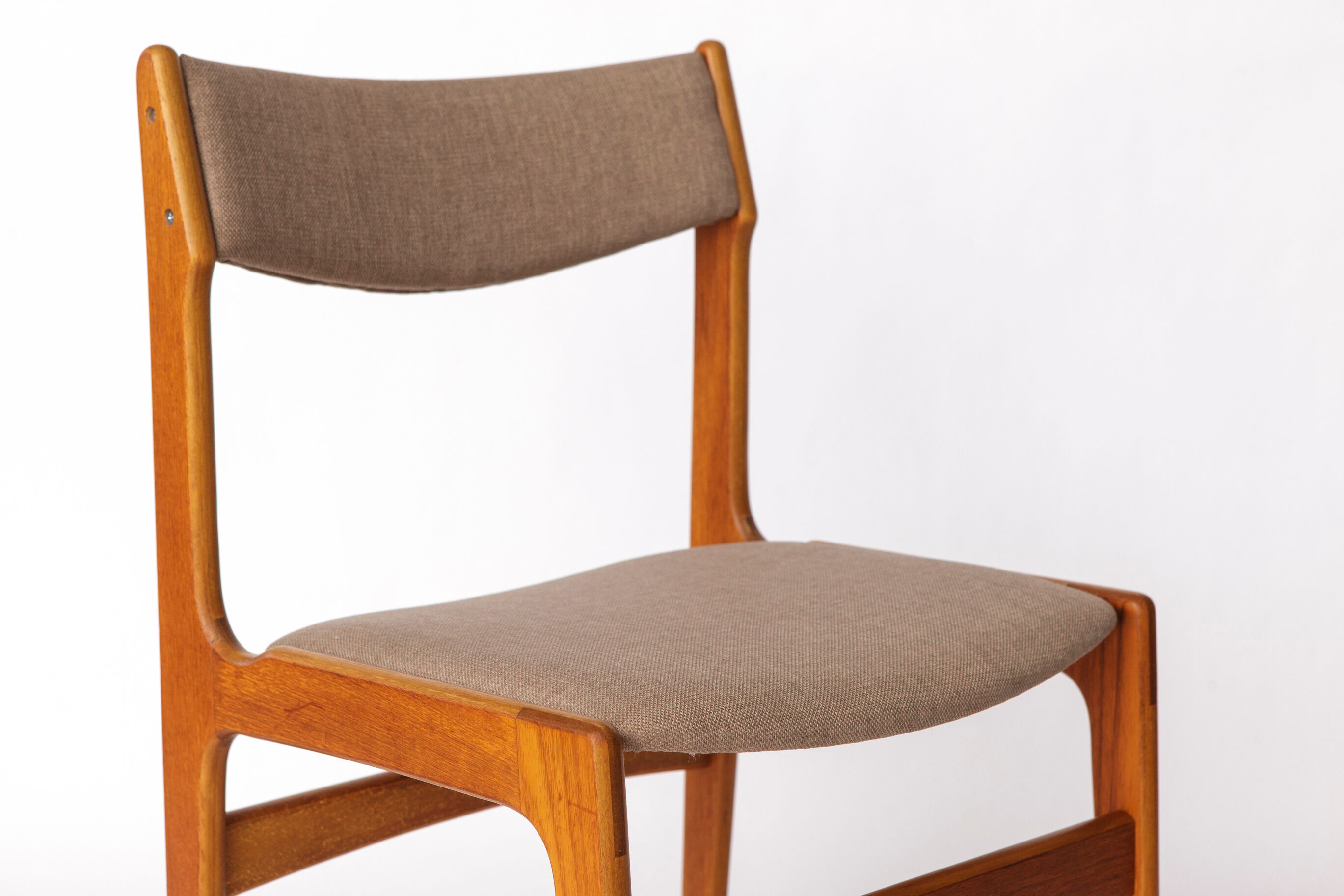 1 of 4 Vintage Danish Teak Dining Chair – 1960s, Reupholstered in Grey