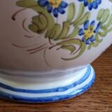 Vintage Glazed Earthenware Ewer/Pitcher – Hand-Painted Floral Decoration