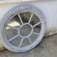 Large vintage gray cart wheel wooden wall mirror