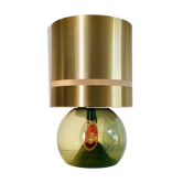 Glass foot living room lamp and brass lampshade, Italy 70s