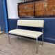 Chrome Bench Green Stripped 1970s Hollywood Regency Modernist Vintage