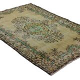 One-of-a-kind turkish handwoven vintage rug - rustic vintage charm 250x 157