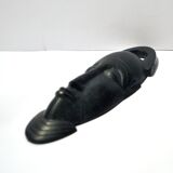 African mask smiling head in ebony wood sculpture africa 20x7cm