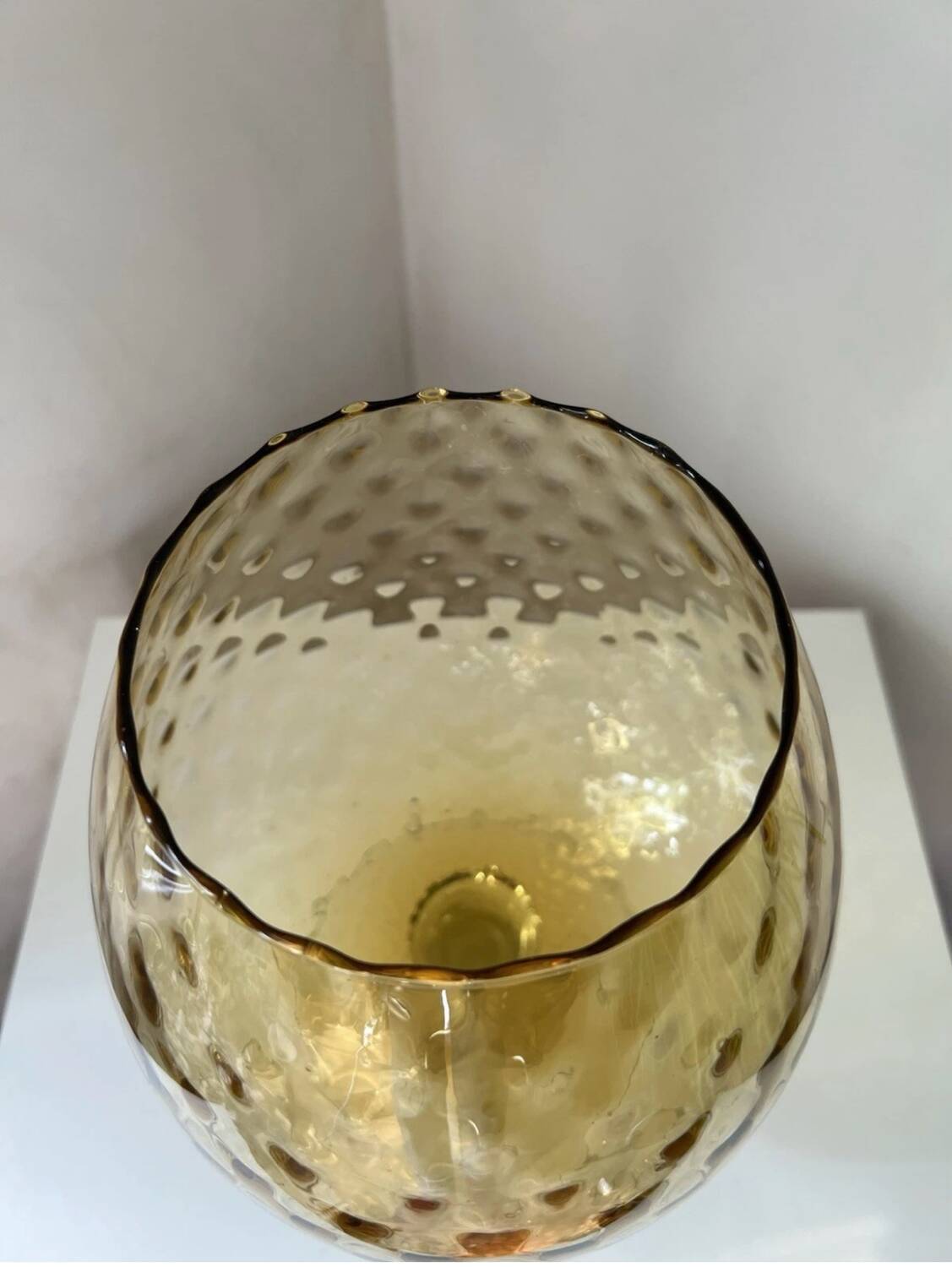 Large Glass Vase Empoli Italy Vintage 1970