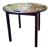 Table basse de bateau vintage pliante en bois et laiton