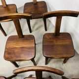 9 brutalist T chairs by Aranjou, Olavi Hänninen