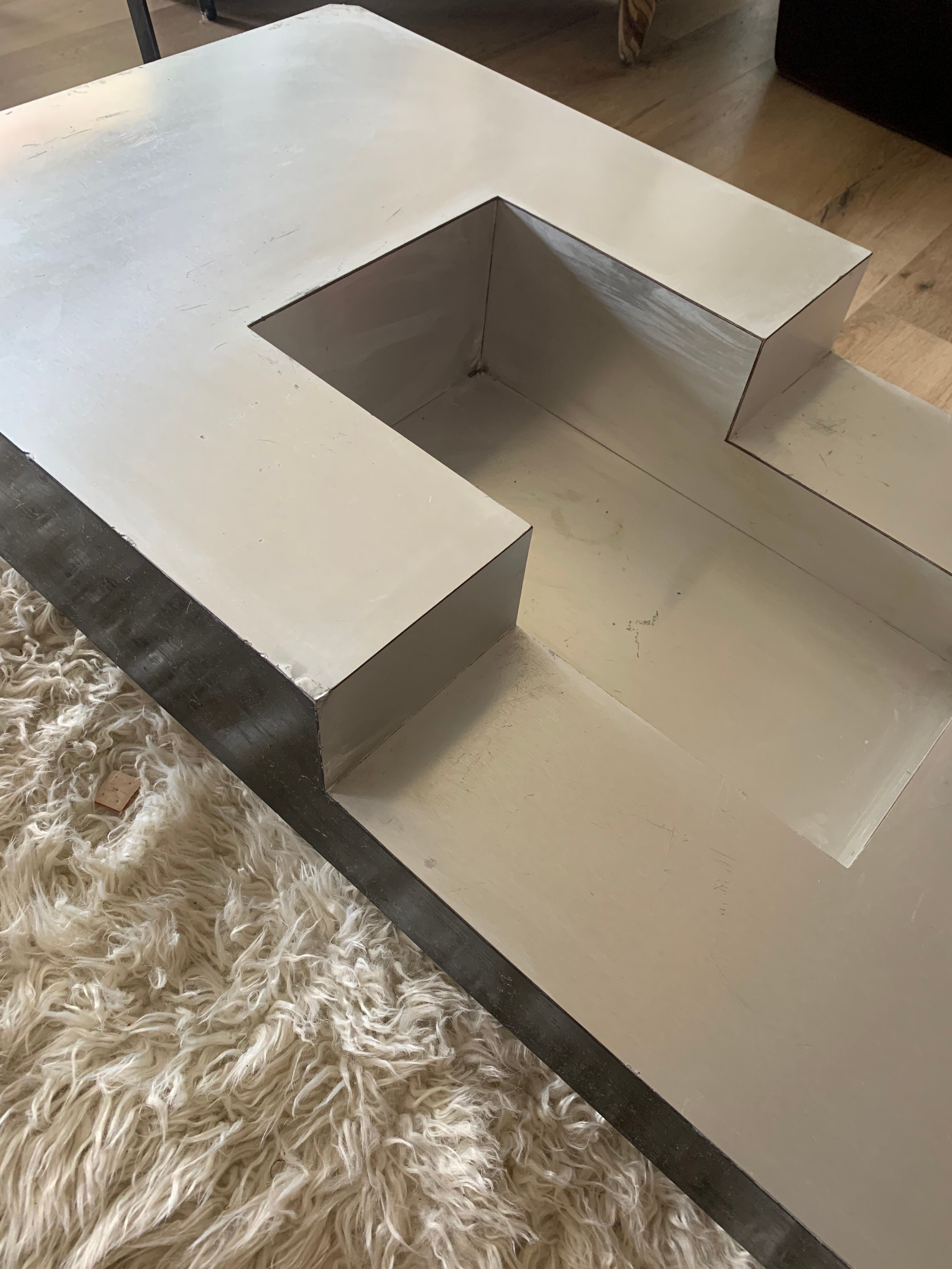 Table basse aluminium et bois