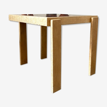Table basse en bois clair et céramique émaillée 4 x 49,5 cm
