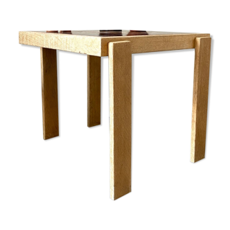 Coffee table in light wood and glazed ☐ ceramic 54 x 49.5 cm
