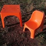 Children's orange table and chair set Progarden Italy