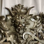Mirror 191x122 cm period XIXth in natural wood, decoration of chimeras, satyrs