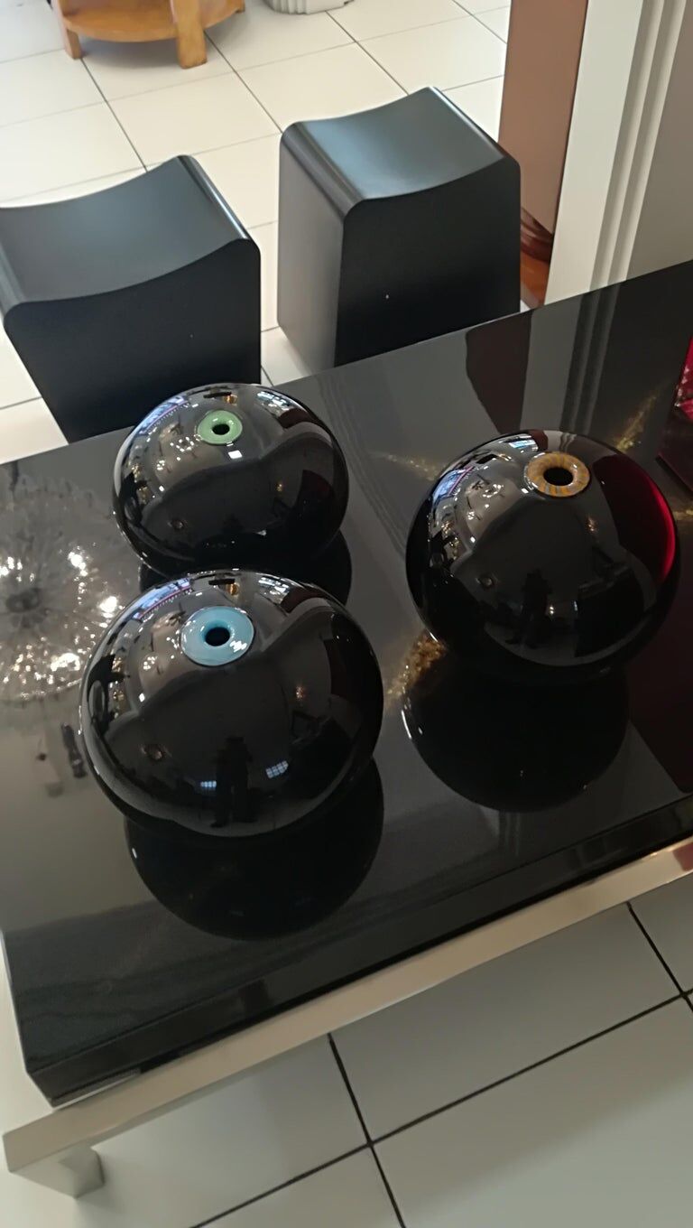 Paolo Crepax set of three Murano glass vases signed