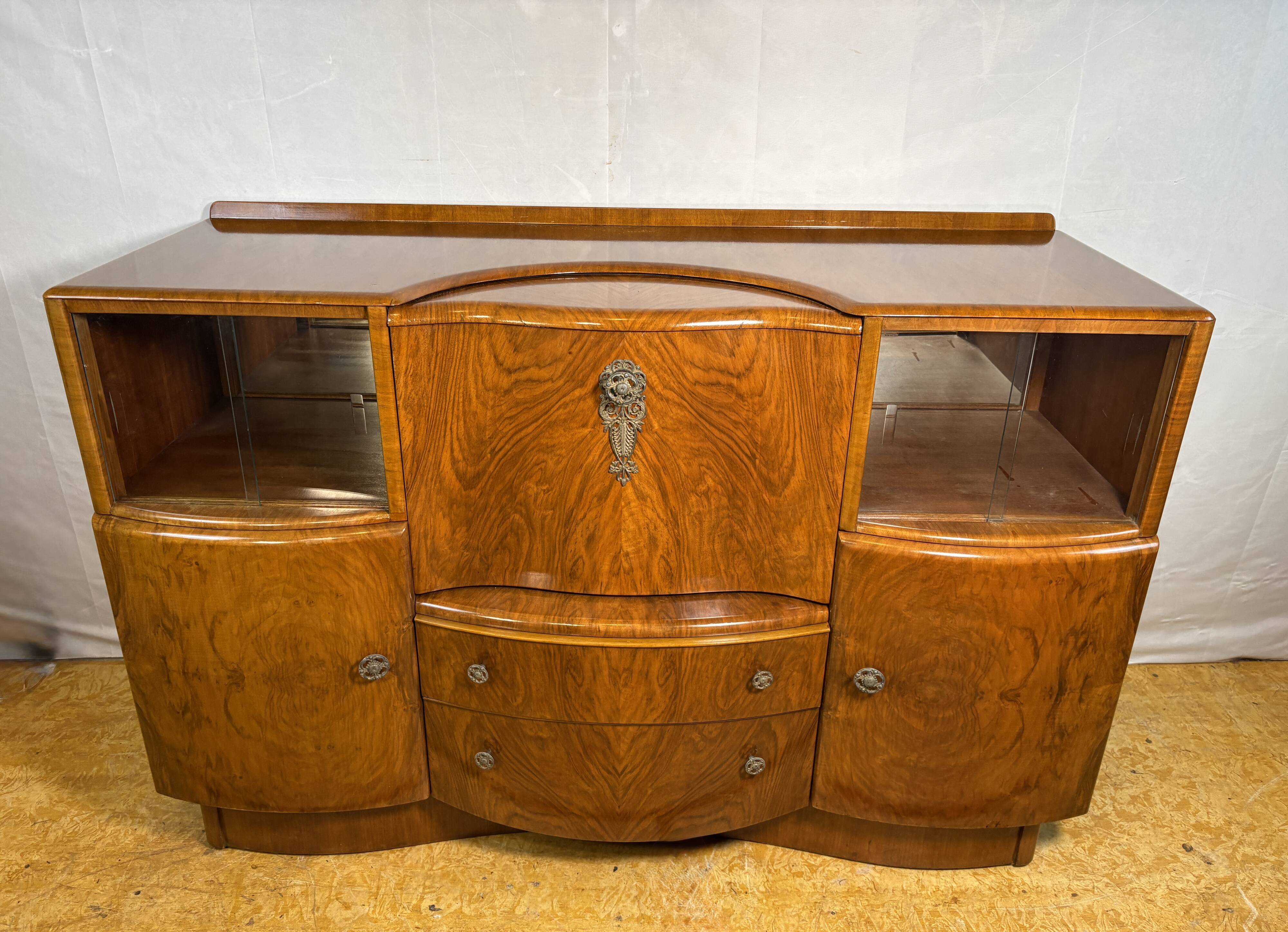 Art Deco Vintage Burr Walnut Cocktail Cabinet Sideboard Beautility1930-1940
