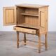 Small Brutalist Oak Cabinet with Brass Handles, Denmark, 1960s