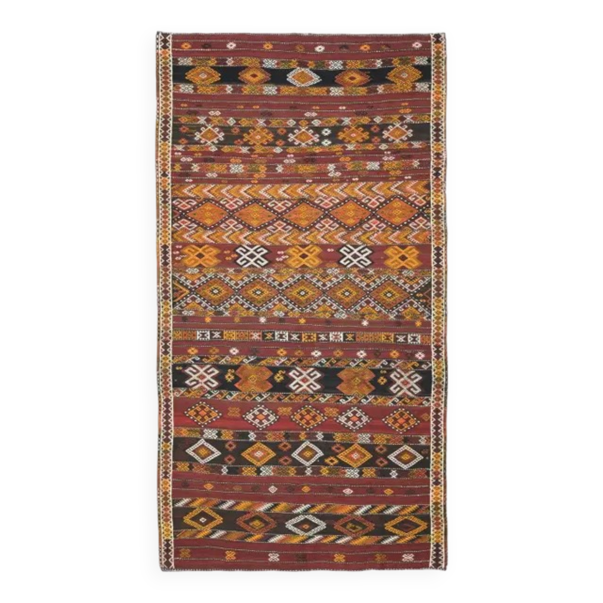 Vintage Turkish Oushak handmade wool cotton red area rug 178x335