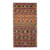 Tapis turc Oushak fait à la main en laine et coton rouge 178x335
