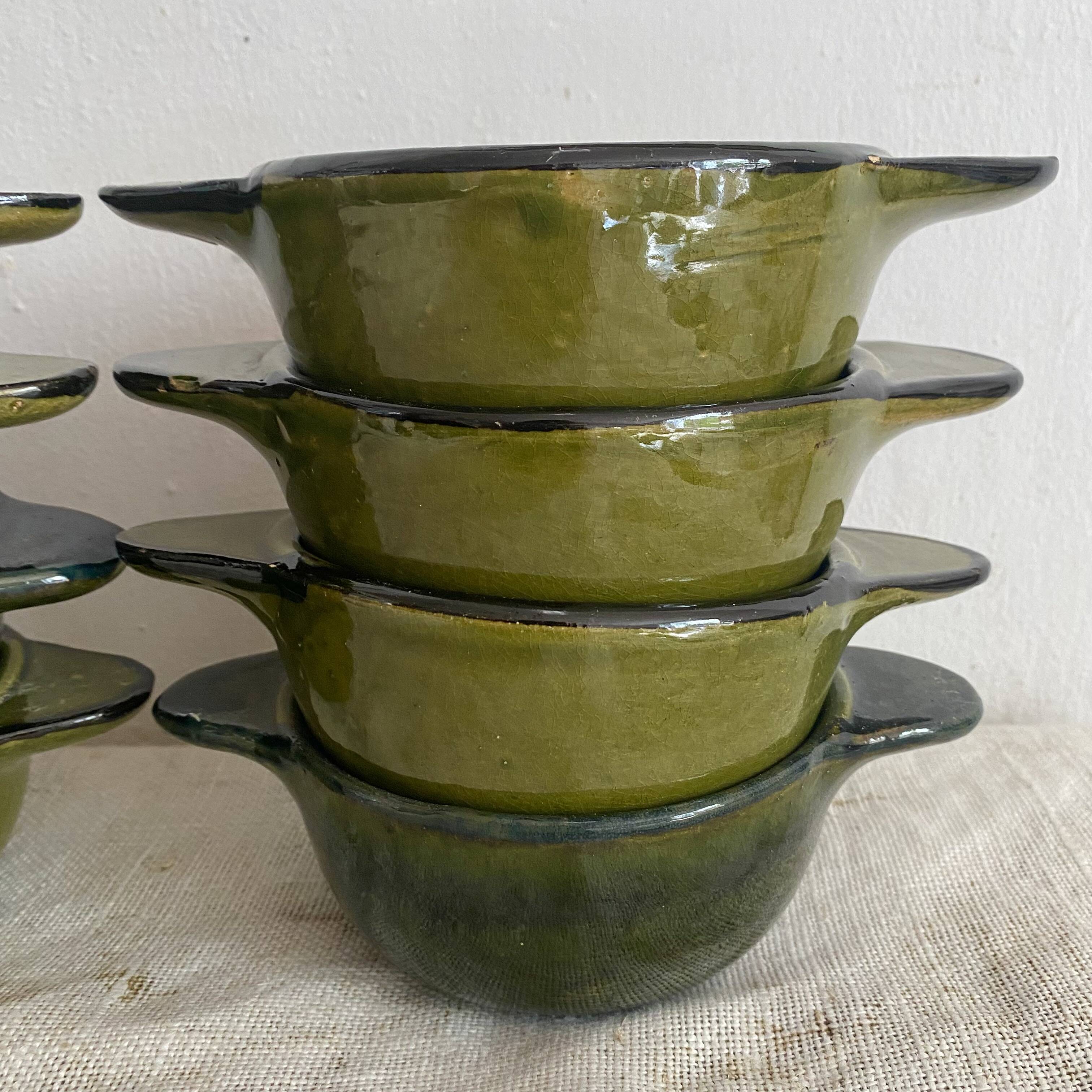 Kaki ceramic ear bowls from the 1970s