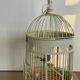 Cage à oiseaux transformé en lampe métal blanc