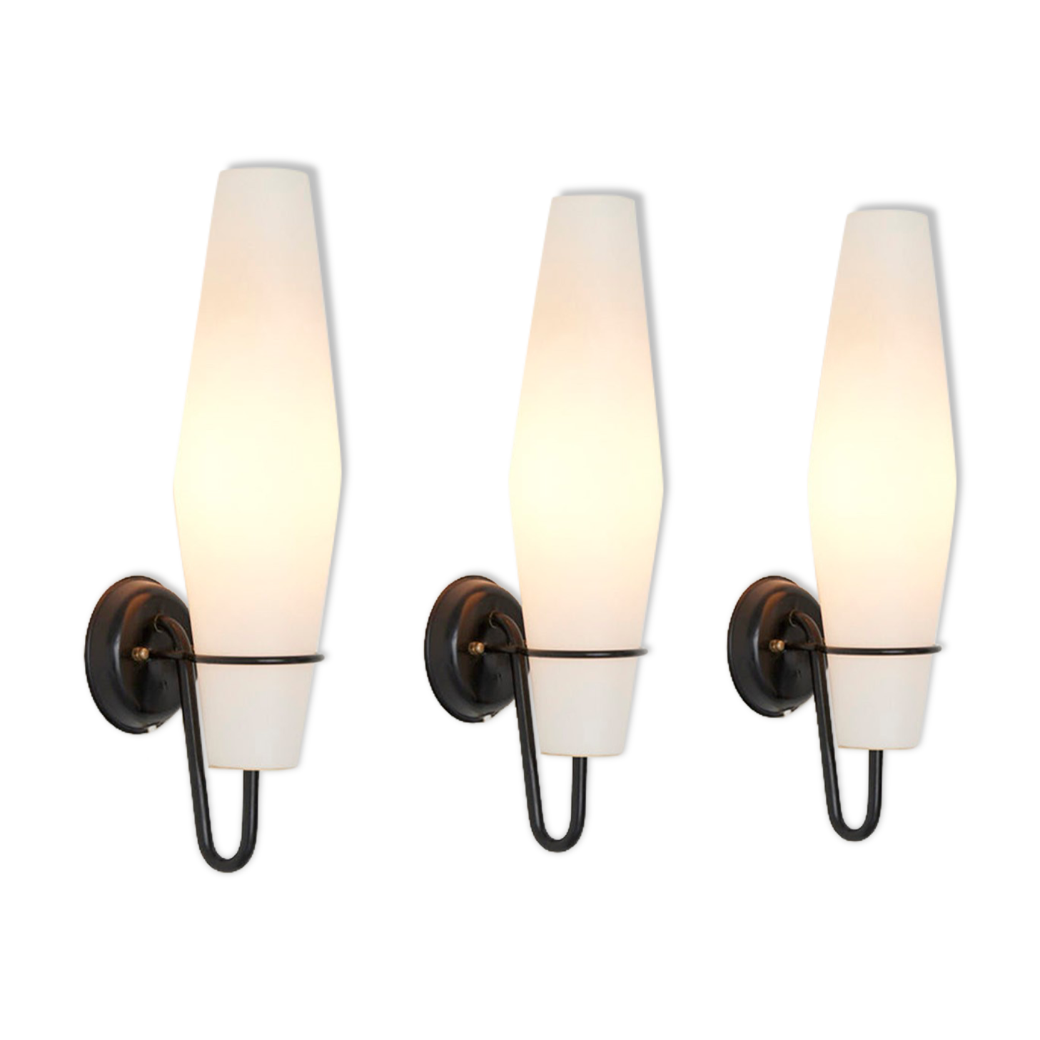 Set of 3 Sconces in Opaline Glass By Raak Amsterdam, Netherlands - 1960's