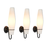 Set of 3 Sconces in Opaline Glass By Raak Amsterdam, Netherlands - 1960's