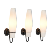 Set of 3 Sconces in Opaline Glass By Raak Amsterdam, Netherlands - 1960's