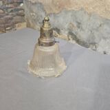 Holophane glass and brass suspension