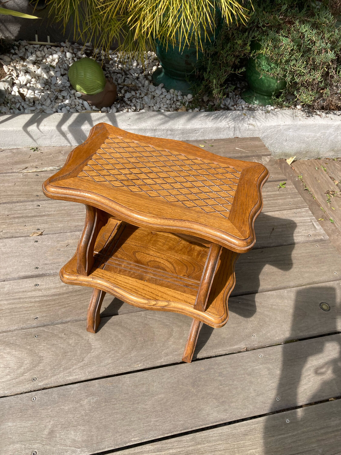 Set of 2 stools carved oak very sturdy top quality
