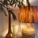 Raffia lamp and shade, 2 M fabric cable