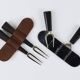 Carl Aubock Forks, Brass, Leather Holder, Corn Cob Skewers, Vienna, 1930s