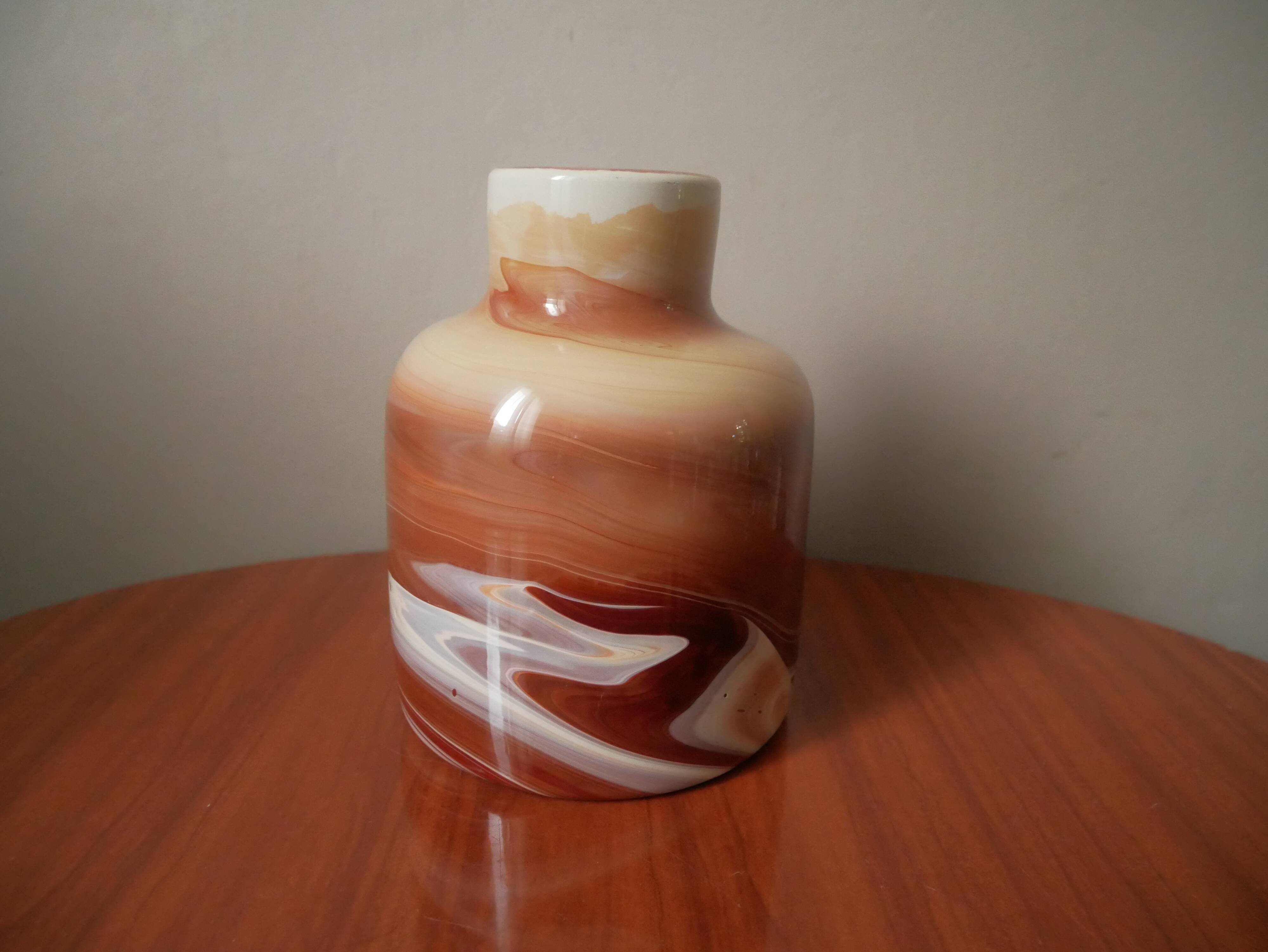 Contemporary design ceramic vase handcrafted minimalist shape brown tones