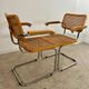 Lot 2 vintage Cesca B64 armchairs design Marcel Breuer 1970 Made in Italy light wood