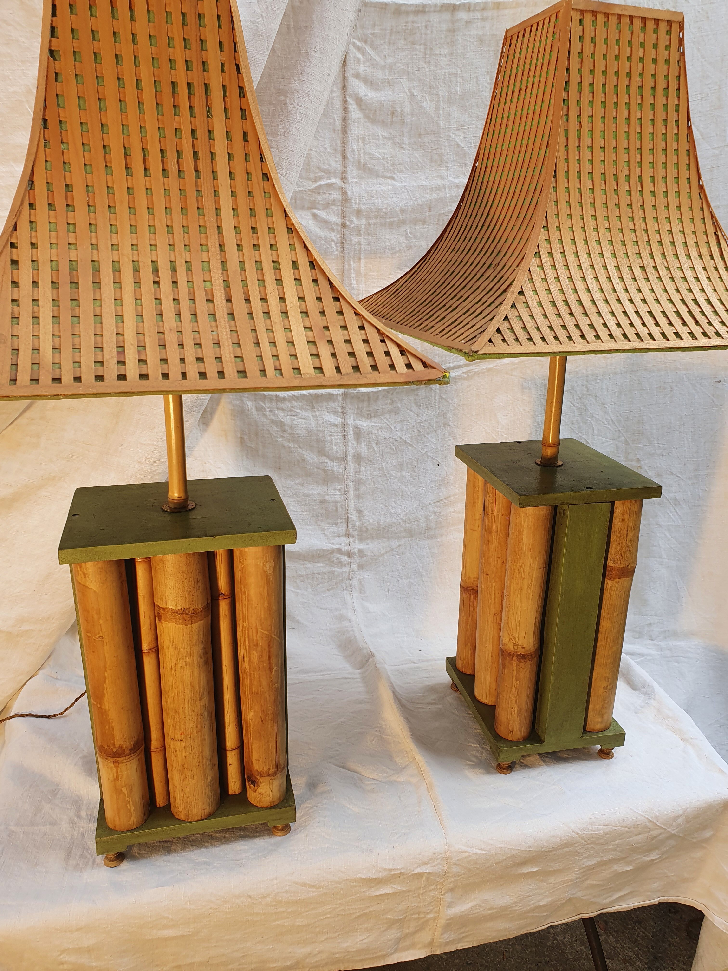 Pair of large oriental-inspired lamps