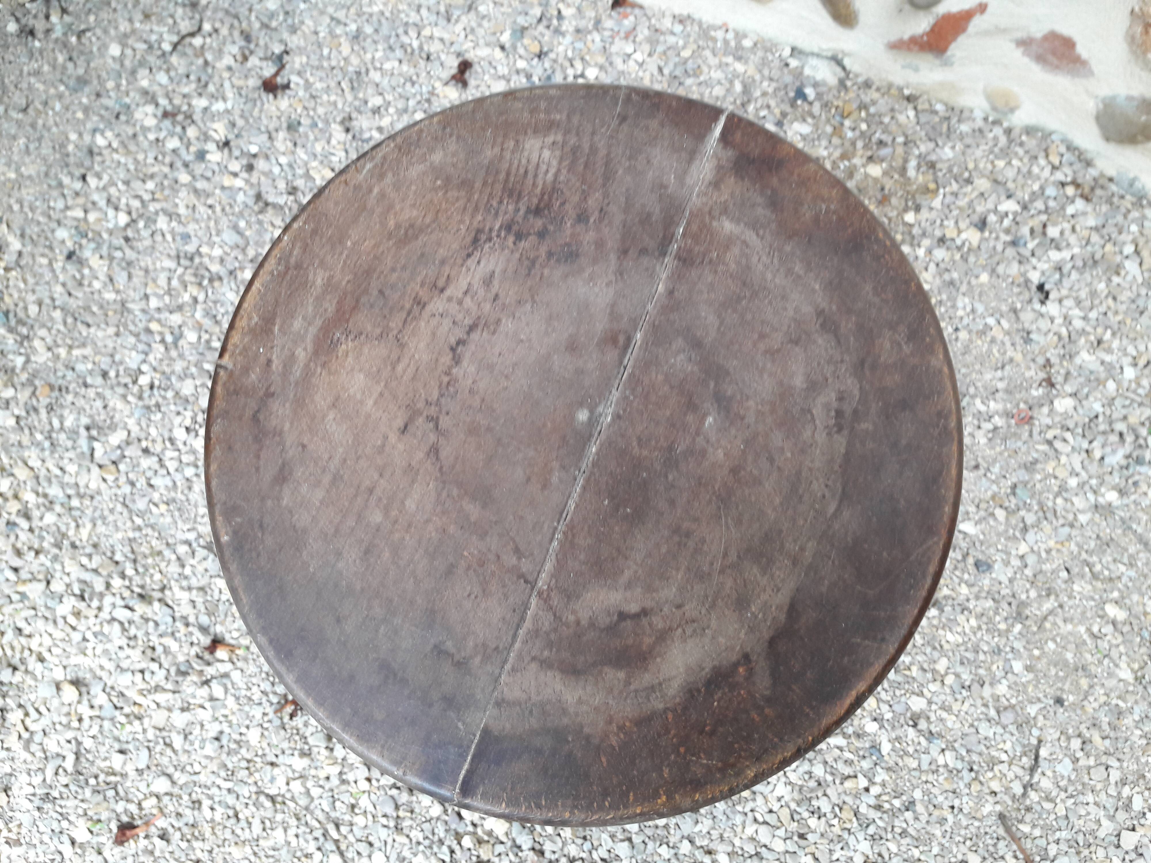 Turned wood tripod stool